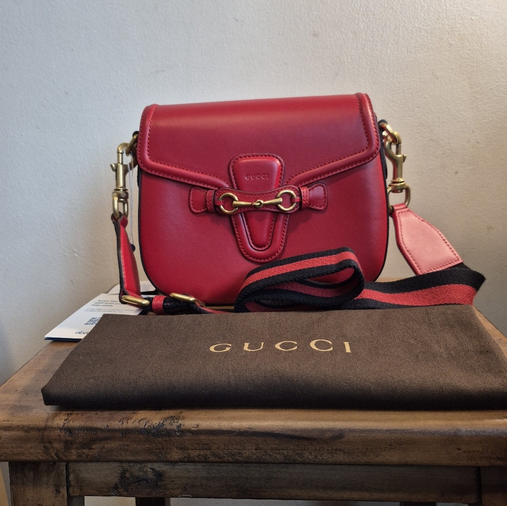 Authentic Gucci Leather Lady Web Shoulder Crossbody Handbag EUC